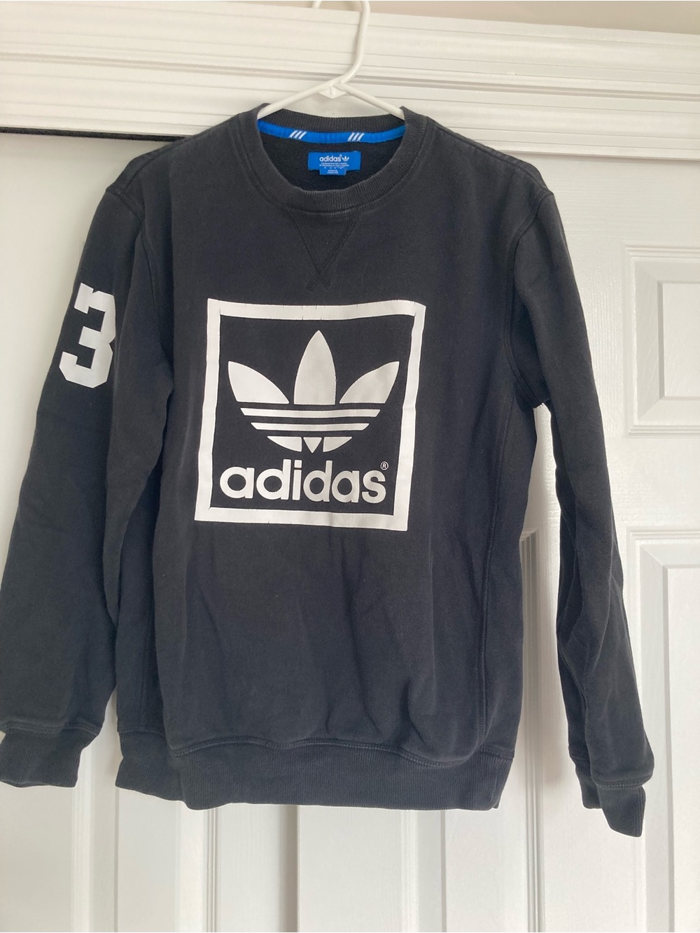 adidas Originals Black Crewneck Sweatshirt with White Trefoil Logo